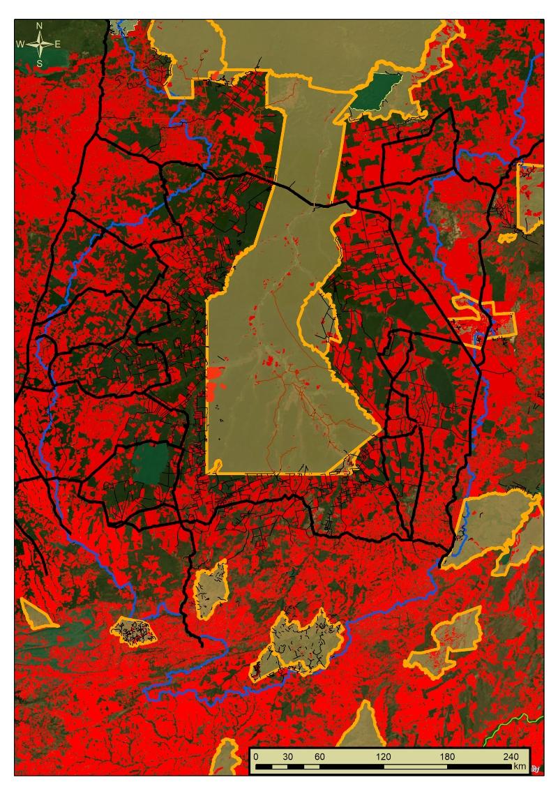 Mapa desmatamento no Xingu